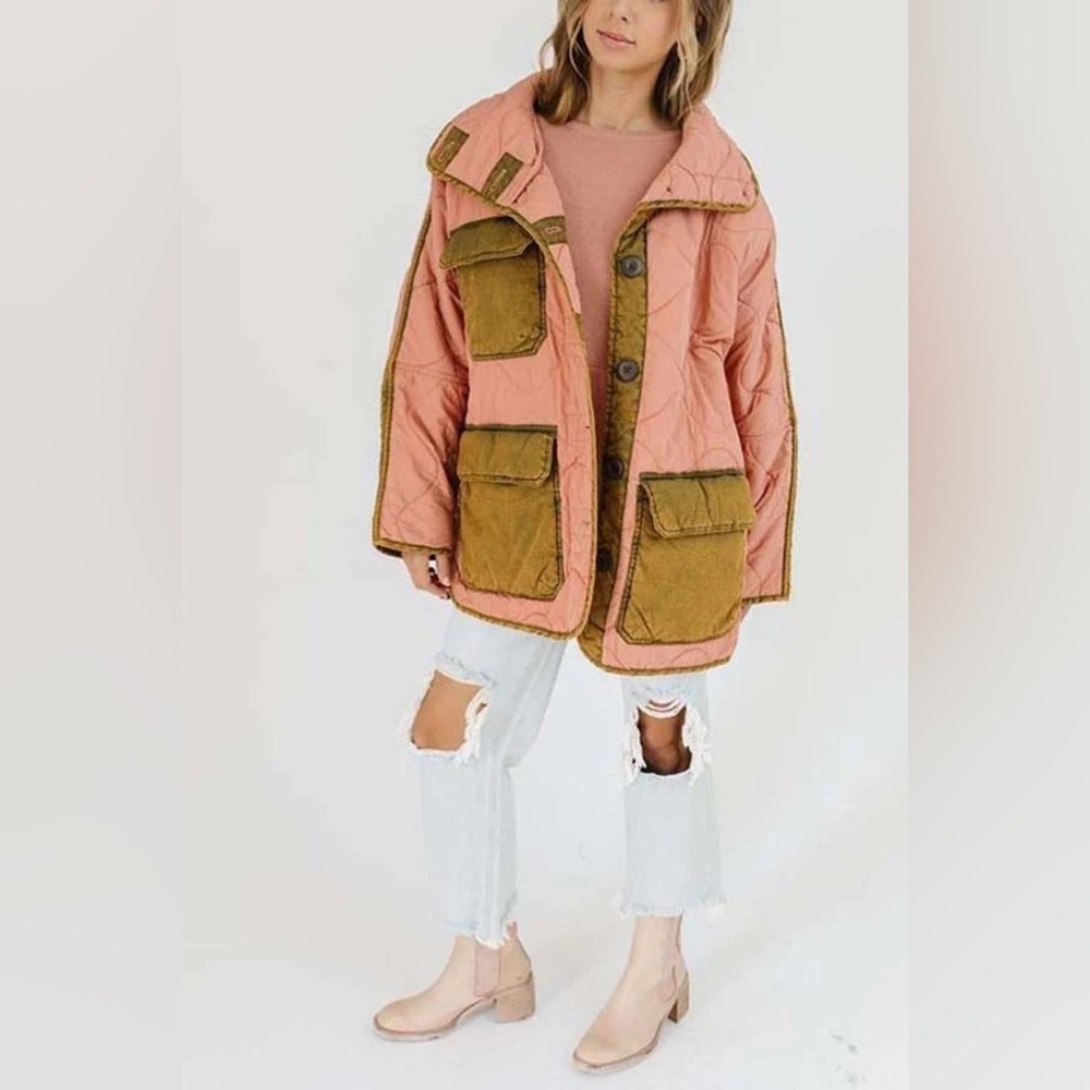Free People Mixed Military Dolan Jacket